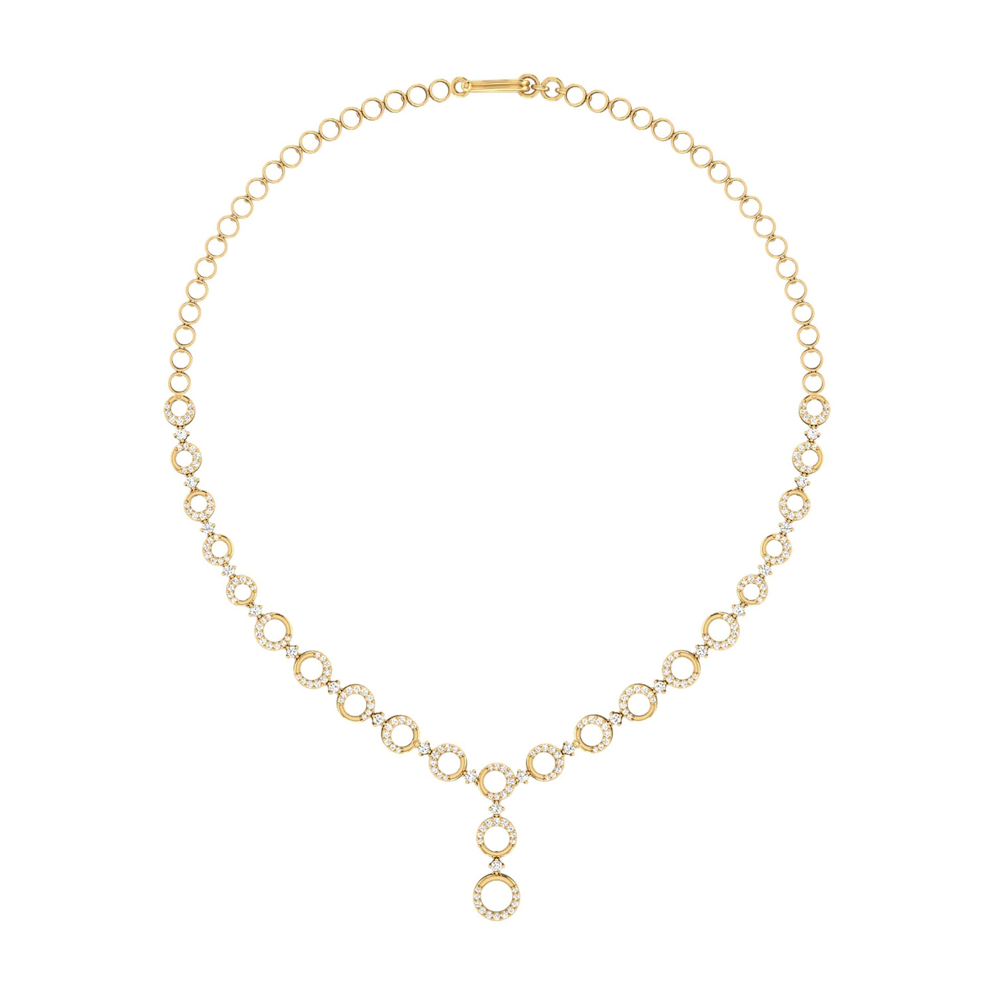 Diamond Necklace 18 Karat Yellow Gold Circle Diamond Necklace Fiona Diamonds