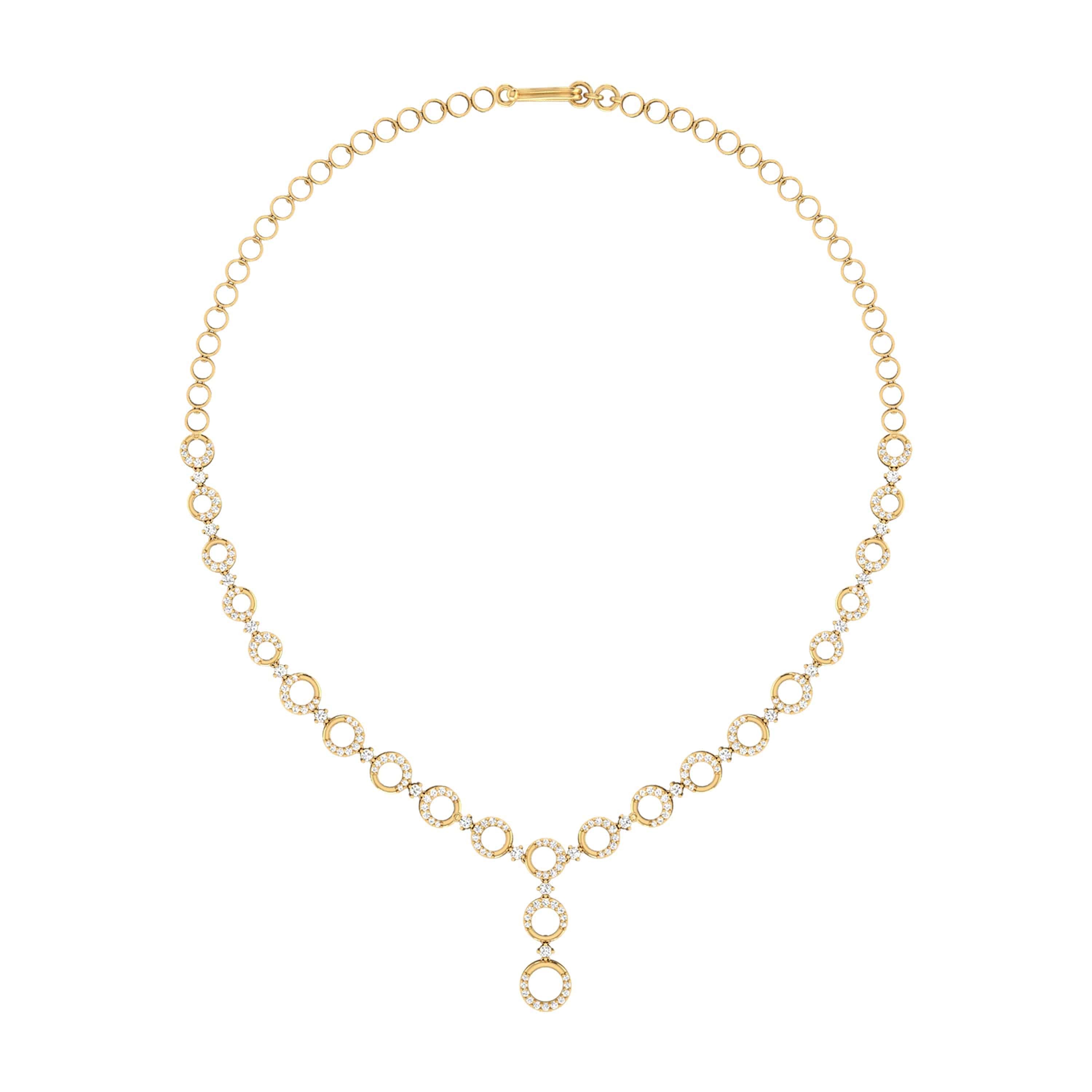 Diamond Necklace 18 Karat Yellow Gold Circle Diamond Necklace Fiona Diamonds