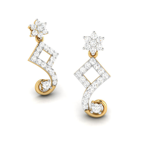 Earrings flower design Swervy Lab Grown Diamond Earrings Fiona Diamonds