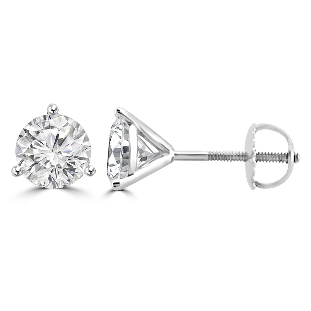 Shiny Lab Grown Diamond Round Solitaire Earrings Design Fiona Diamonds