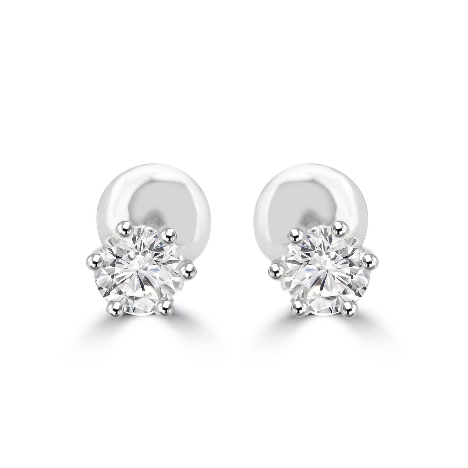 Sparkling Lab Grown Diamond Round Solitaire Earrings Design Fiona Diamonds