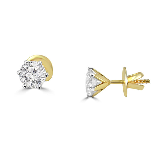 Minimal Lab Grown Diamond Round Solitaire Earrings Design Fiona Diamonds