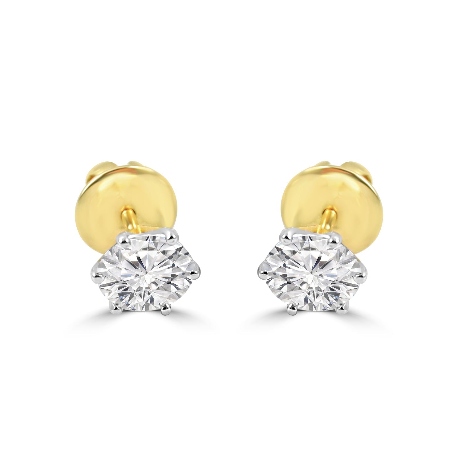 Minimal Lab Grown Diamond Round Solitaire Earrings Design Fiona Diamonds