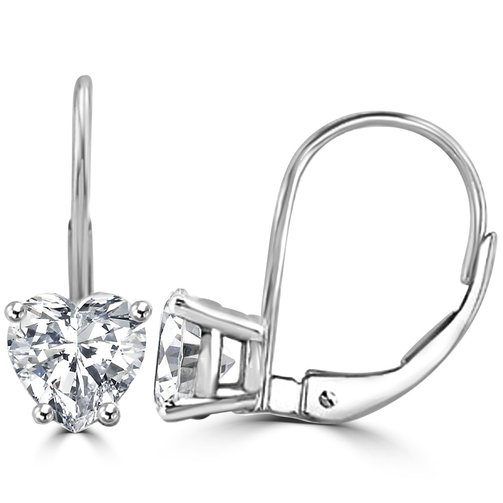 Classic Lab Grown Diamond Heart Solitaire Earrings Design Fiona Diamonds