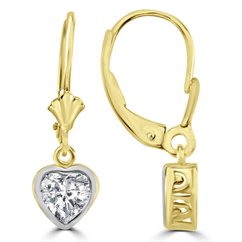 Vintage Lab Grown Diamond Heart Solitaire Earrings Design Fiona Diamonds