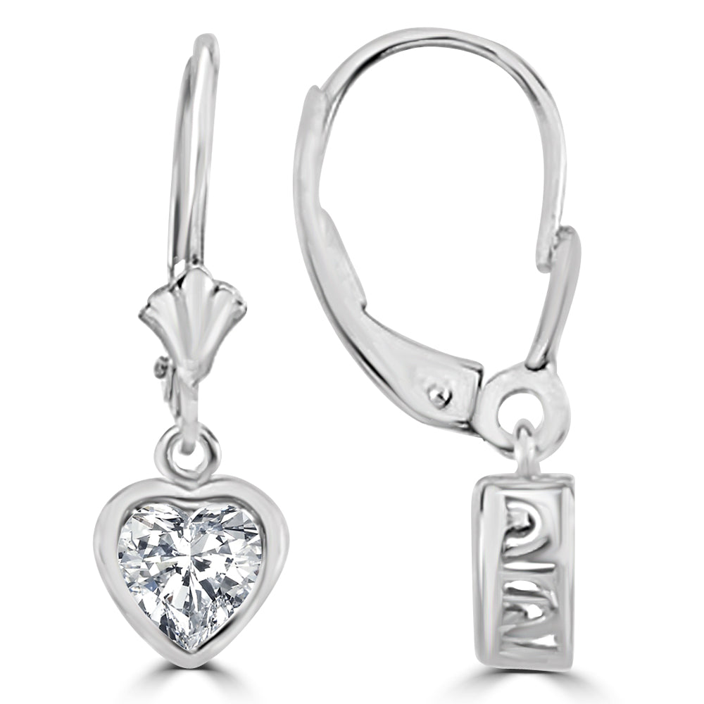 Load image into Gallery viewer, Vintage Lab Grown Diamond Heart Solitaire Earrings Design Fiona Diamonds
