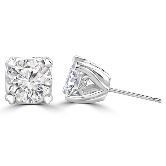 Load image into Gallery viewer, 50 pointer round diamond solitaire stud earrings in 18kt white gold by fiona diamonds
