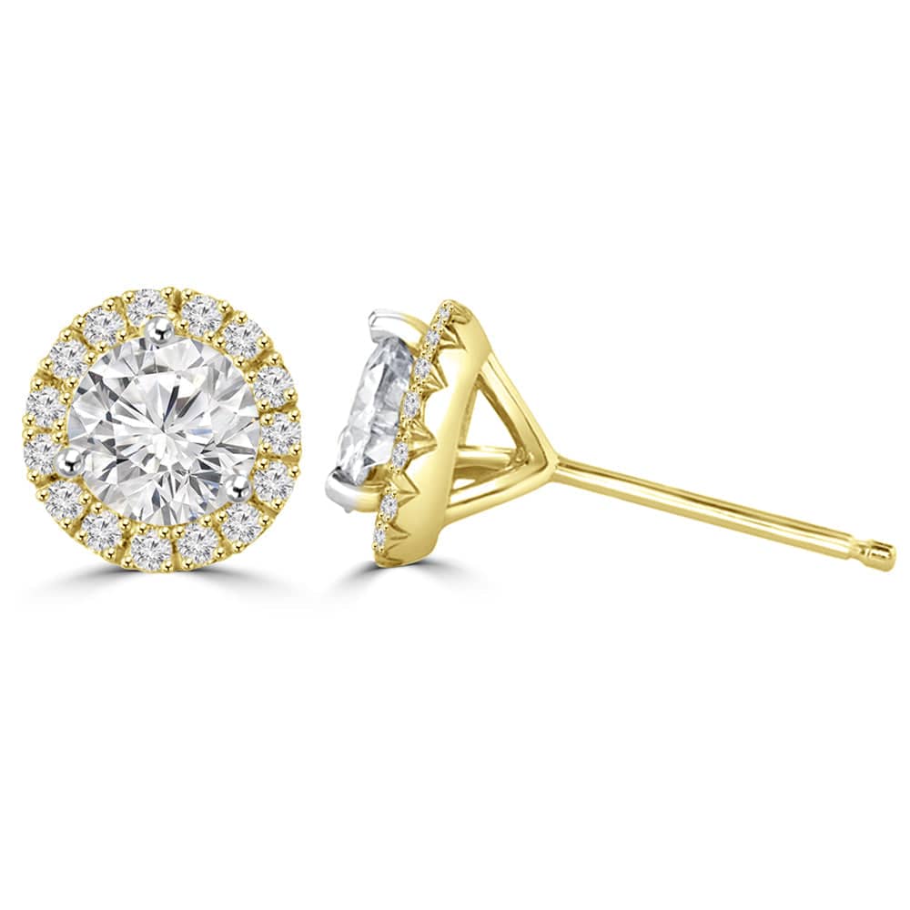 Salena 0.40 Pointer Round Halo Lab Diamond Earring - Fiona Diamonds - Fiona Diamonds