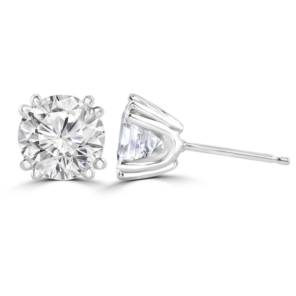 Flawless Lab Grown Diamond Round Solitaire Earrings Design Fiona Diamonds