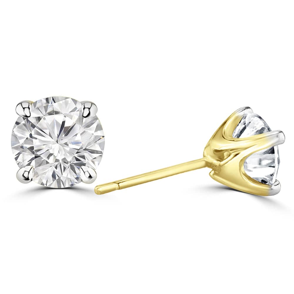 Minimalistic 2 ct Round lab Diamond Stud Earrings - Fiona Diamonds - Fiona Diamonds