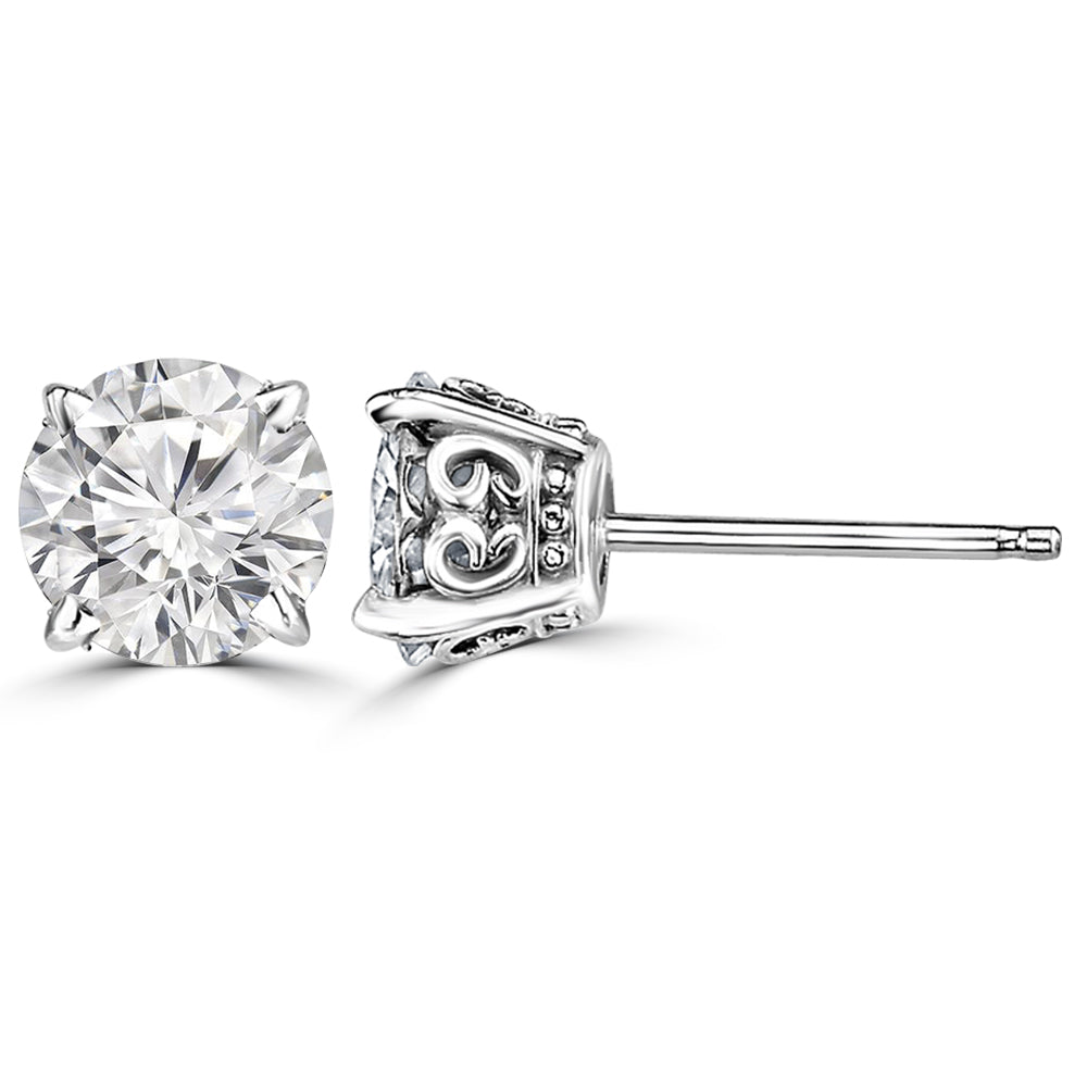 Royal Lab Grown Diamond Round Solitaire Earrings Design Fiona Diamonds