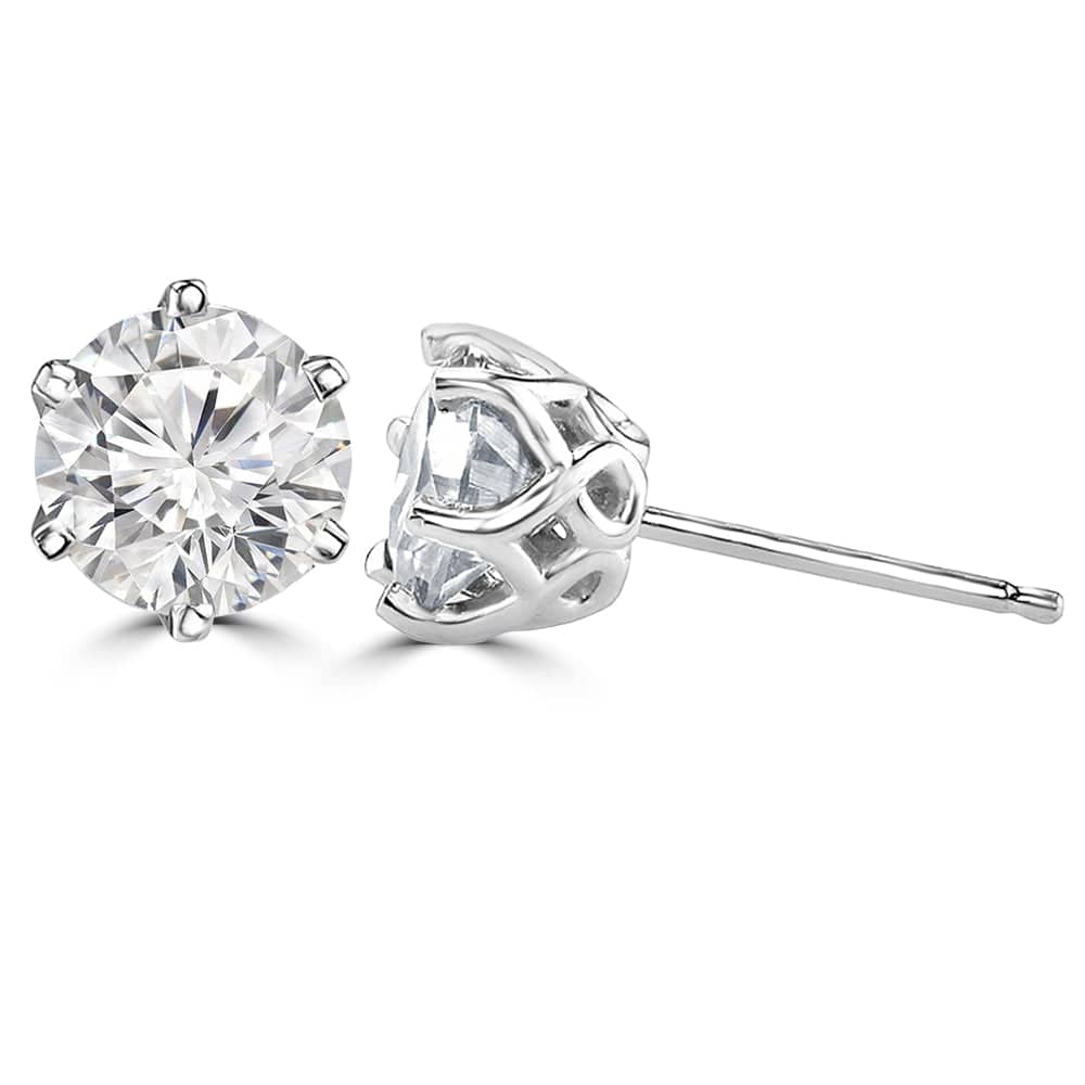 Criss Cross 2 ct Round  Lab Diamond Stud Earrings - Fiona Diamonds - Fiona Diamonds