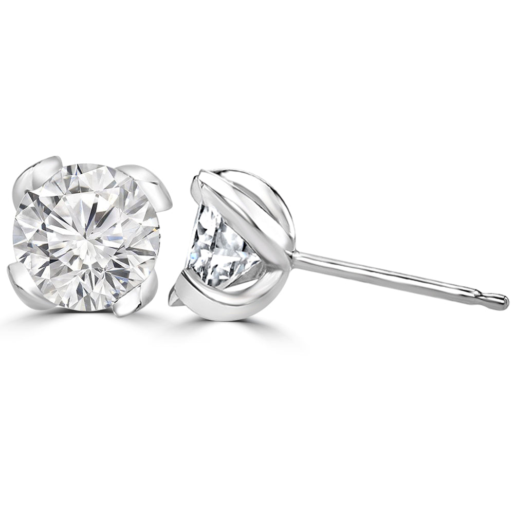 Graceful Lab Grown Diamond Round Solitaire Earrings Design Fiona Diamonds
