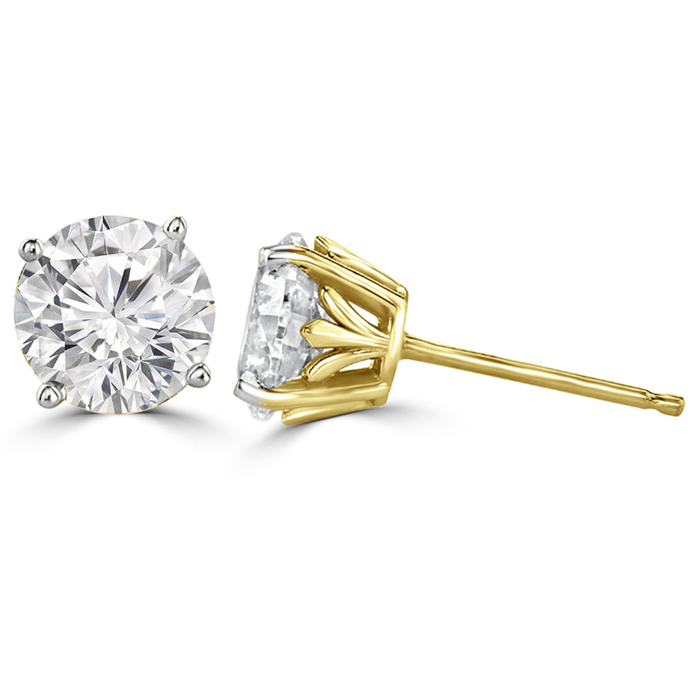 Blooming Lab Grown Diamond Round Solitaire Earrings Design Fiona Diamonds