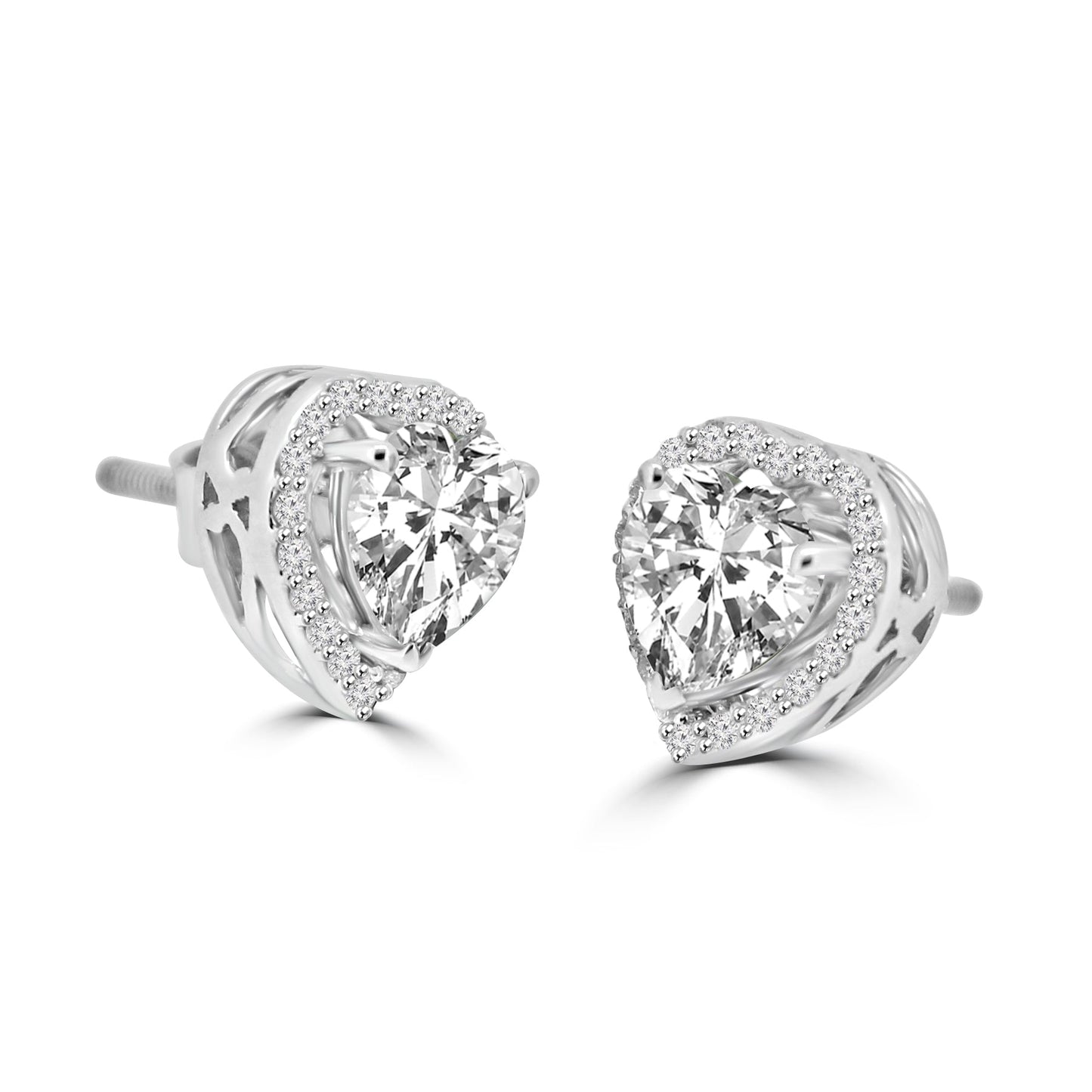 Anna 0.50 Pointer Heart Halo Lab Diamond Earring - Fiona Diamonds - Fiona Diamonds