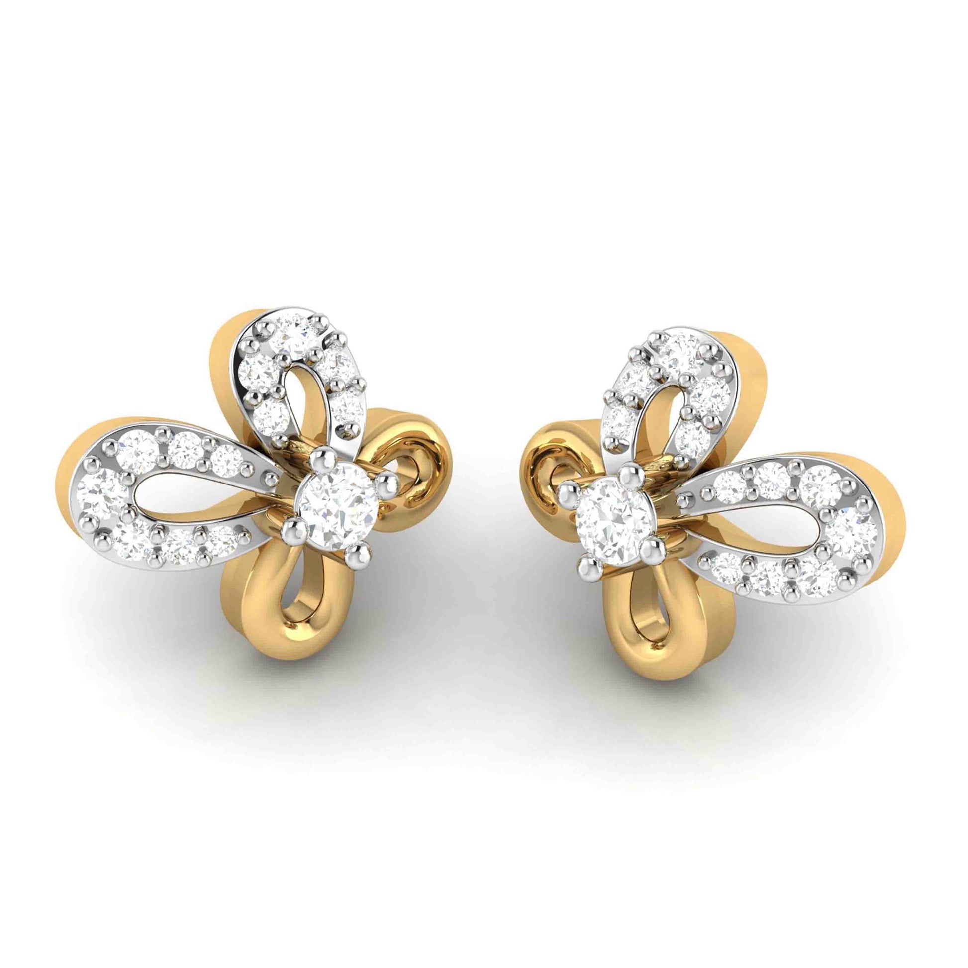 Earrings flower design Bimetal  Lab Grown Diamond Earrings Fiona Diamonds