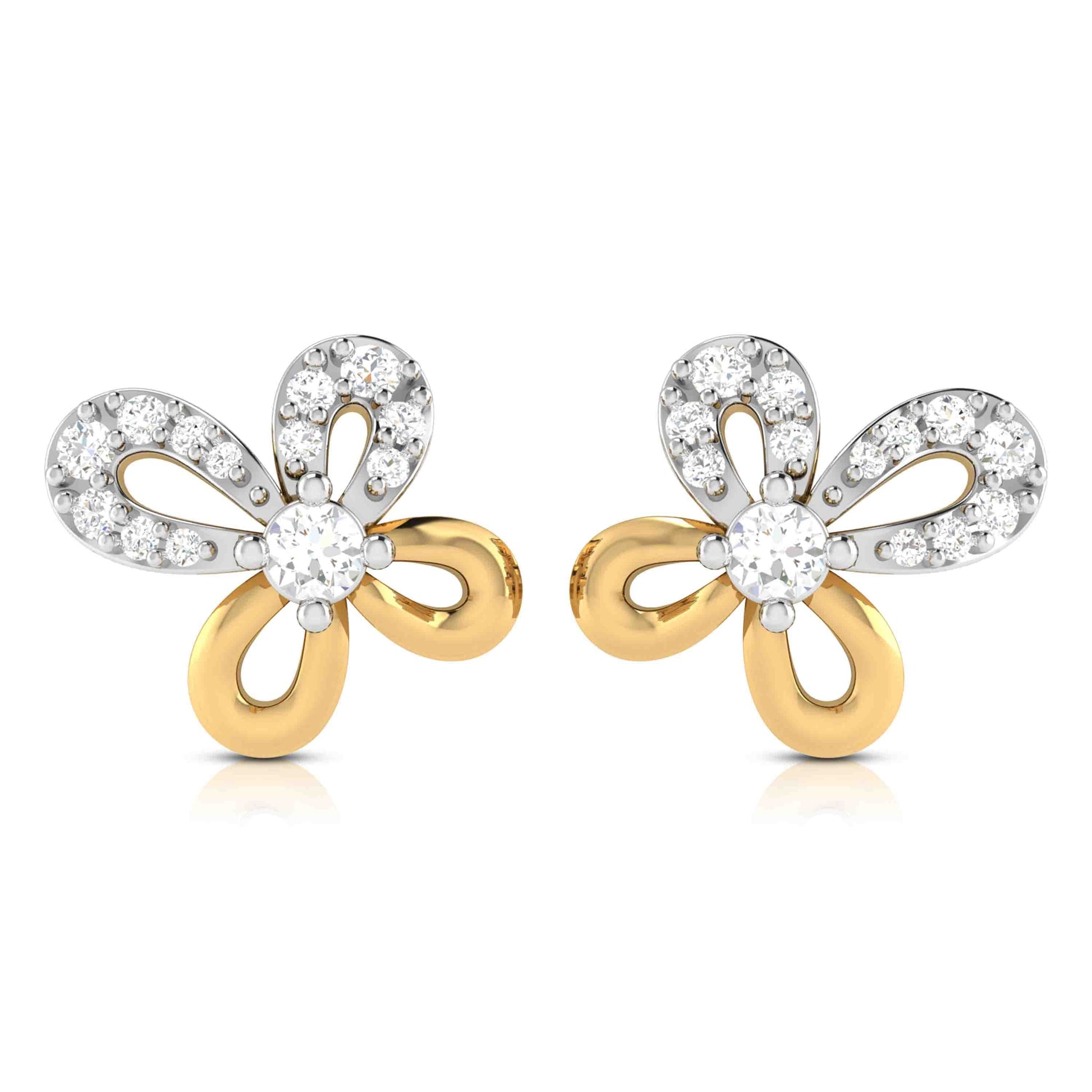 Earrings flower design Bimetal  Lab Grown Diamond Earrings Fiona Diamonds