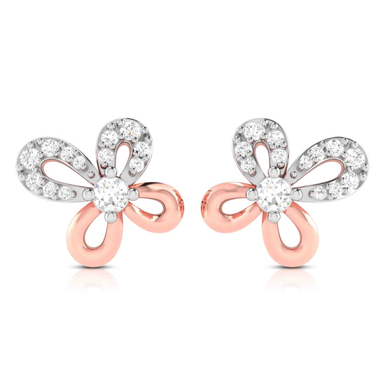 Earrings flower design Bimetal  Lab Grown Diamond Earrings Fiona Diamonds