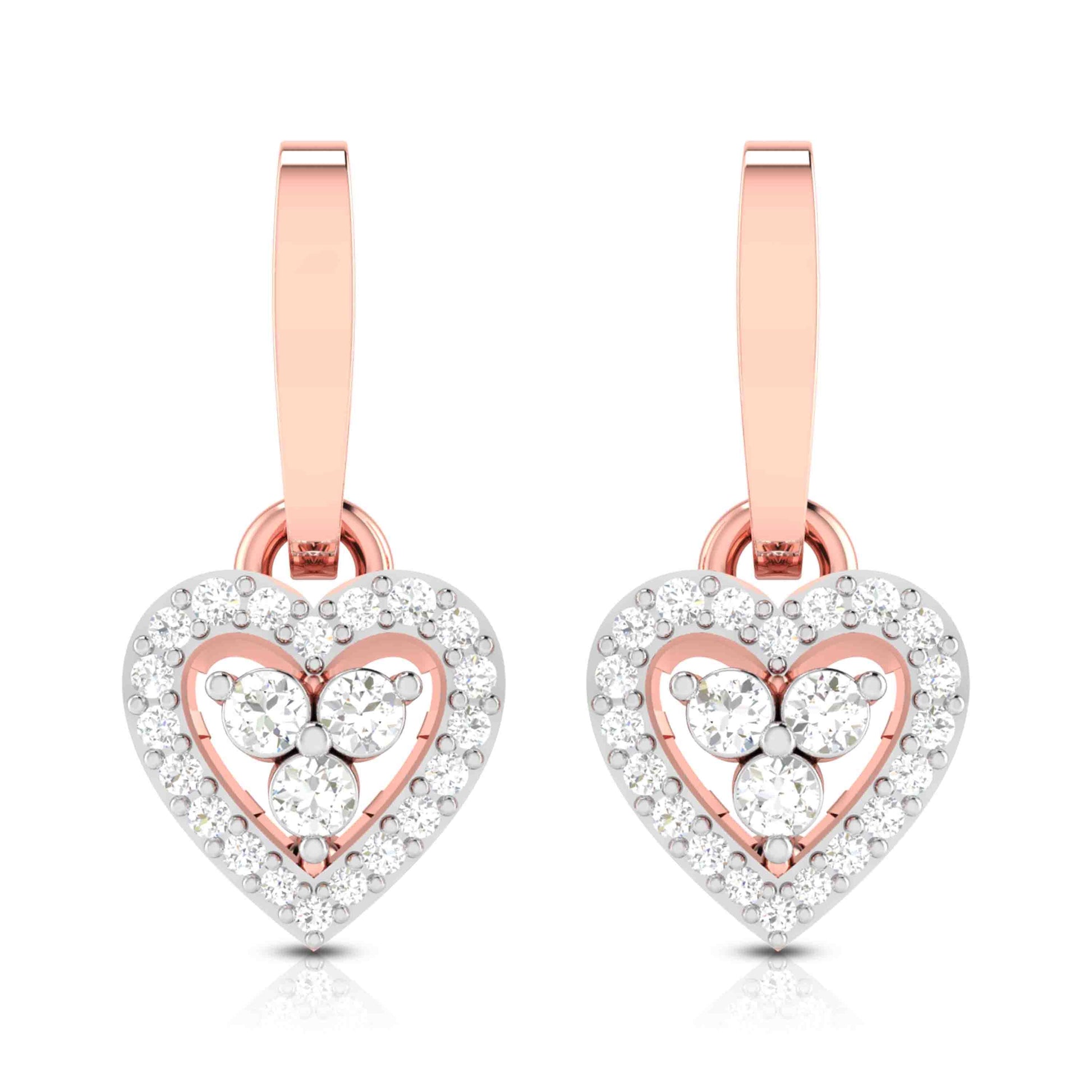 Heart shape earrings design Hanging Lab Grown Diamond Earrings Fiona Diamonds