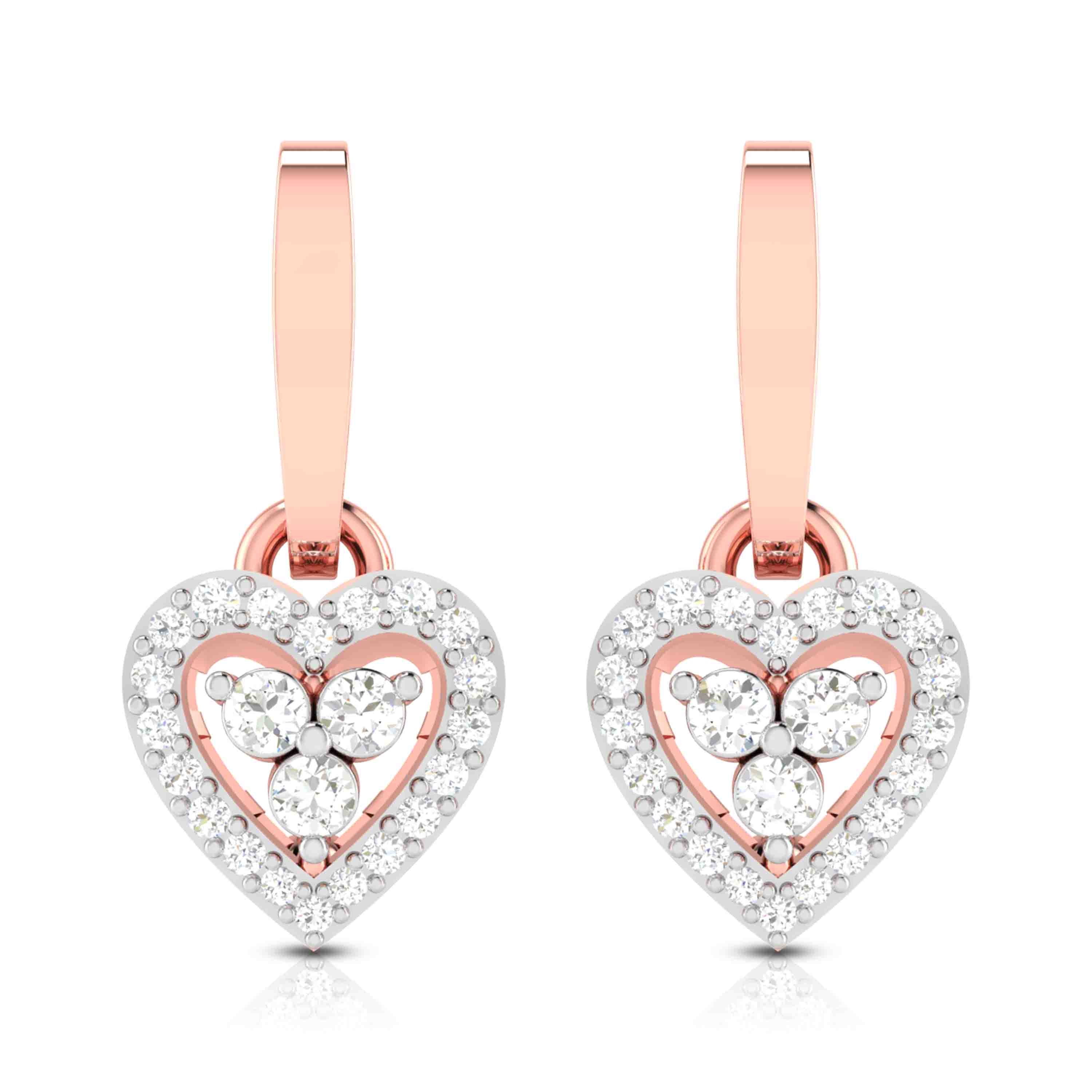 Heart shape earrings design Hanging Lab Grown Diamond Earrings Fiona Diamonds