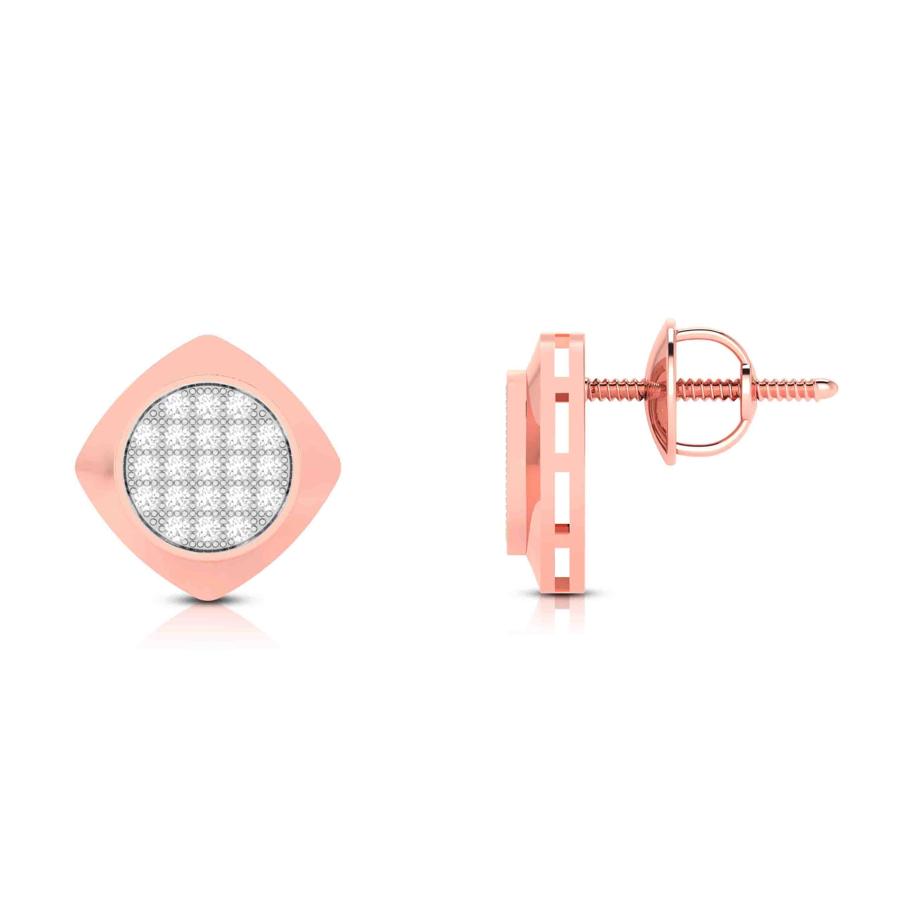Lab Diamond Earrings 18 Karat Rose Gold Decorative Lab Diamond Earrings Fiona Diamonds