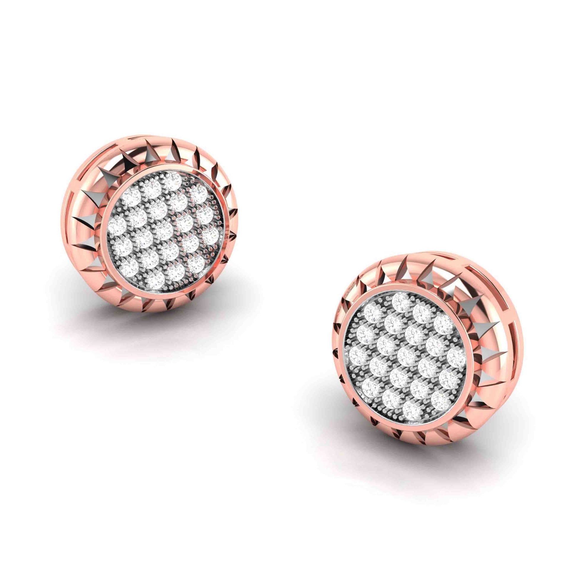 Lab Diamond Earrings 18 Karat Rose Gold Sun and Lab Diamonds Earring Fiona Diamonds