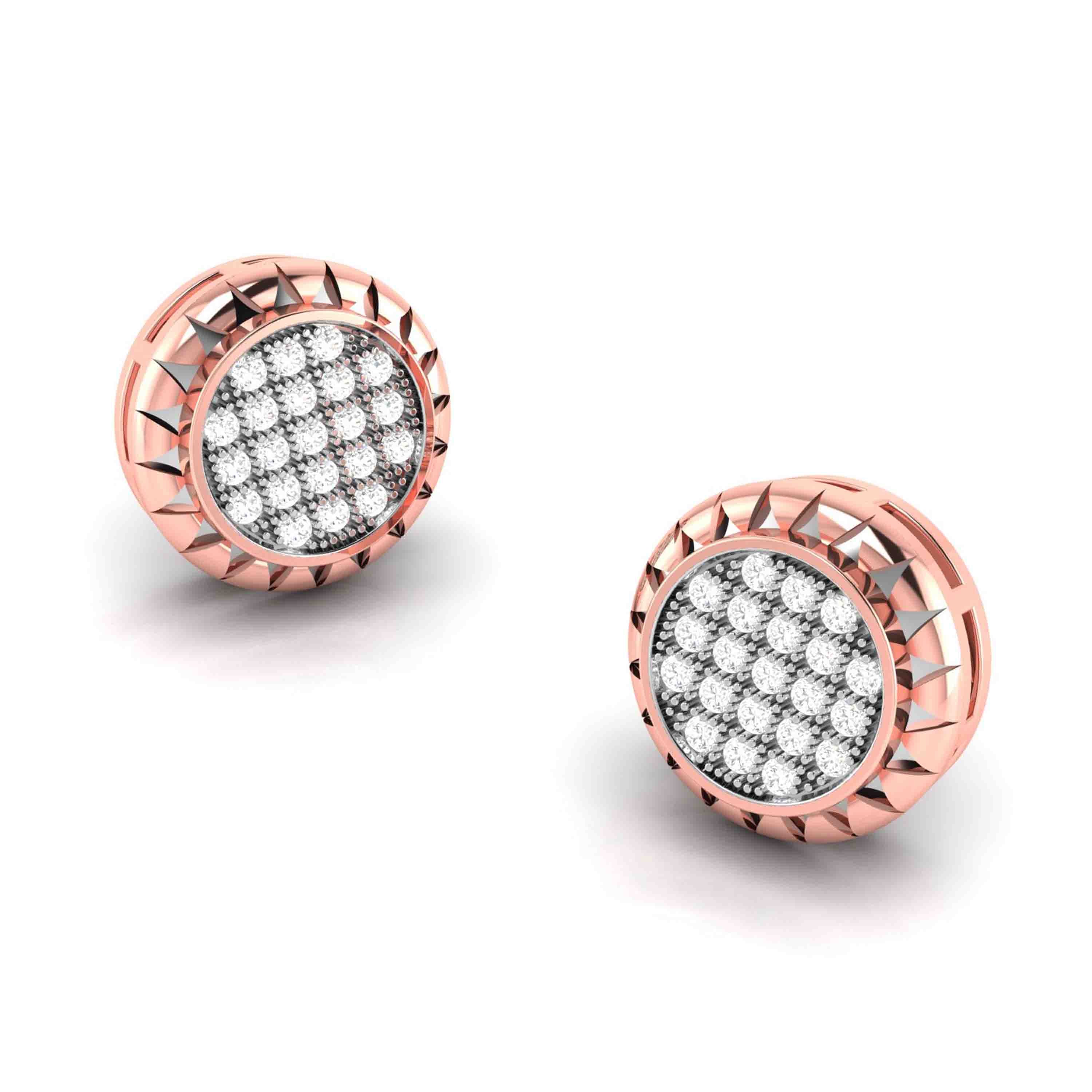 Lab Diamond Earrings 18 Karat Rose Gold Sun and Lab Diamonds Earring Fiona Diamonds