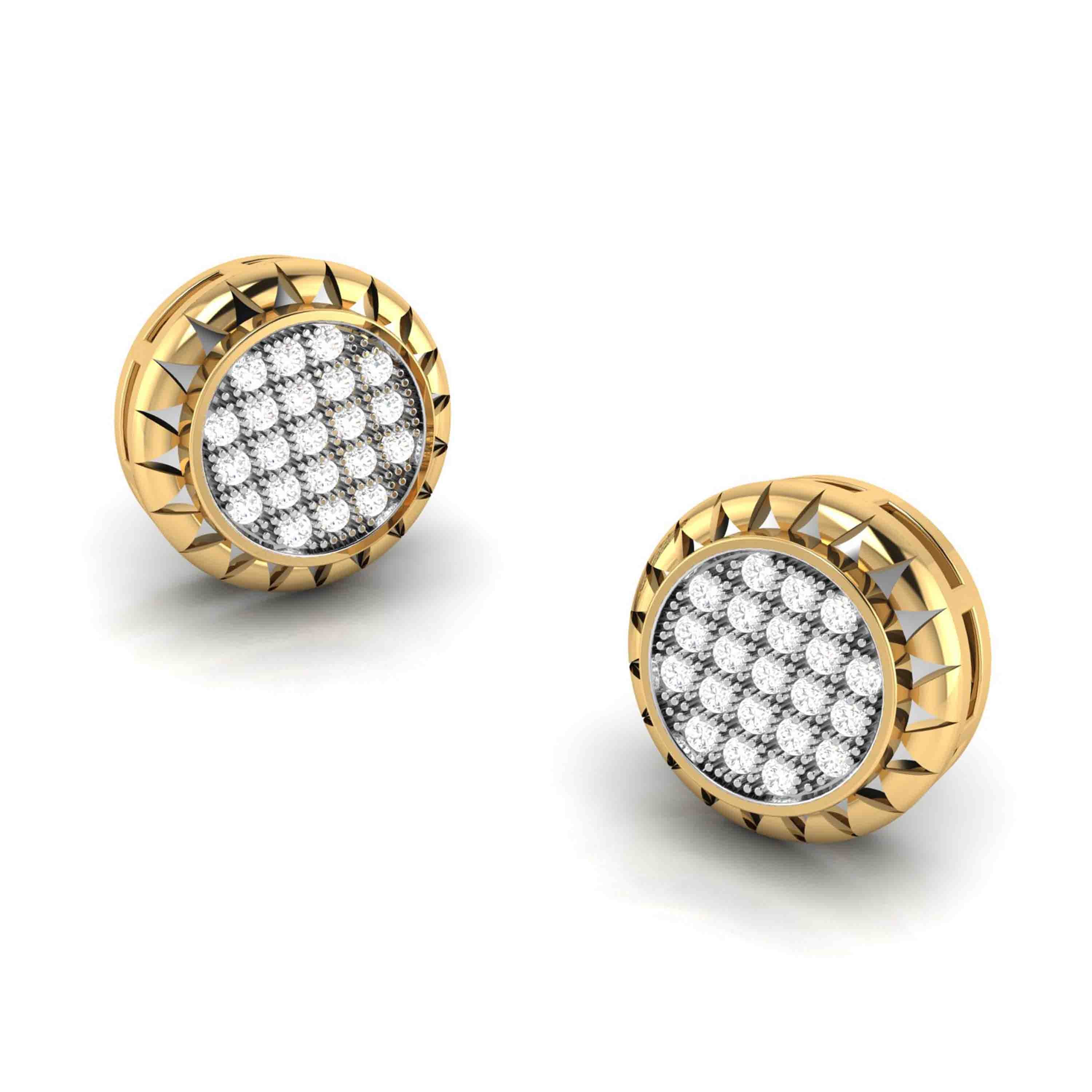 Lab Diamond Earrings 18 Karat Yellow Gold Sun and Lab Diamonds Earring Fiona Diamonds