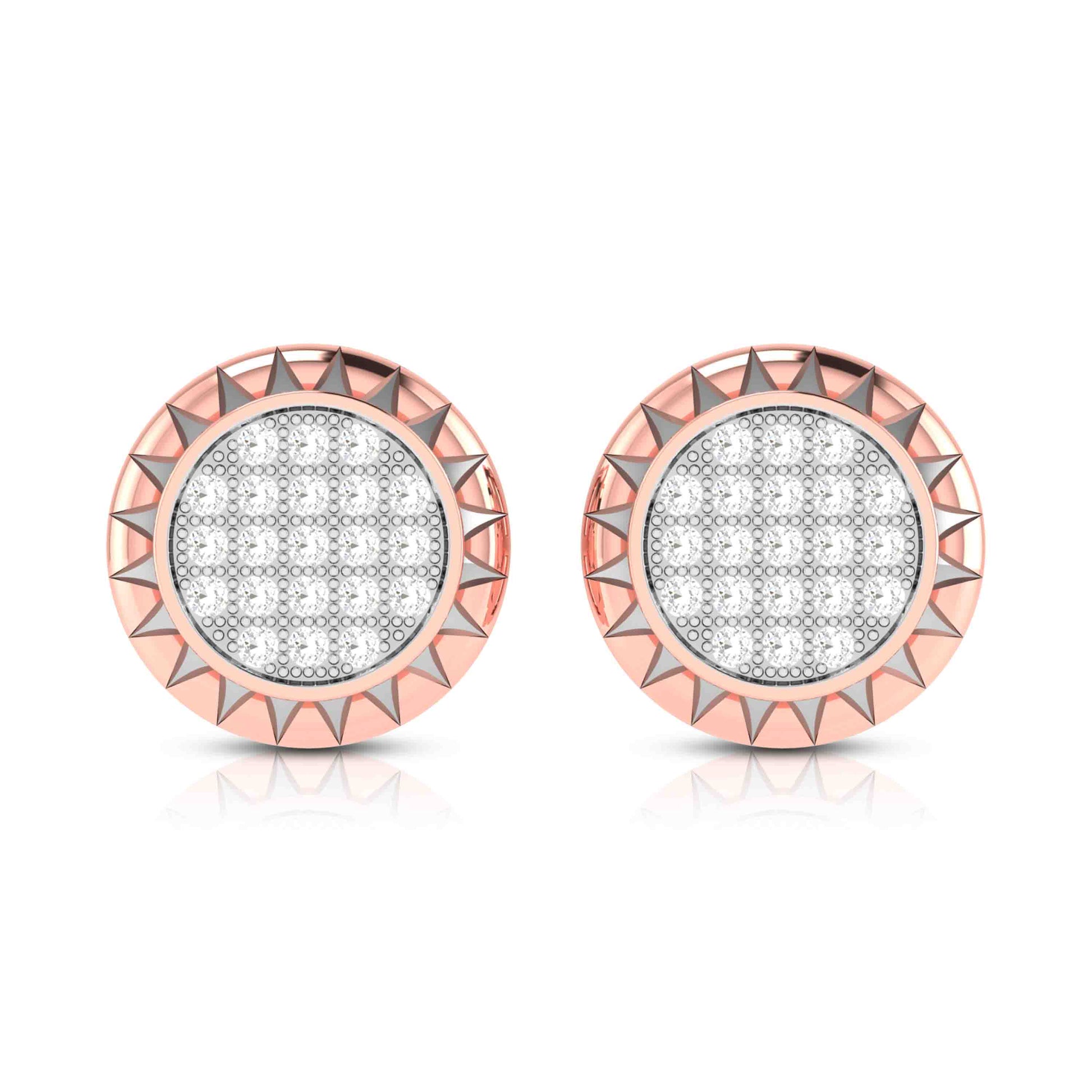 Lab Diamond Earrings 18 Karat Rose Gold Sun and Lab Diamonds Earring Fiona Diamonds