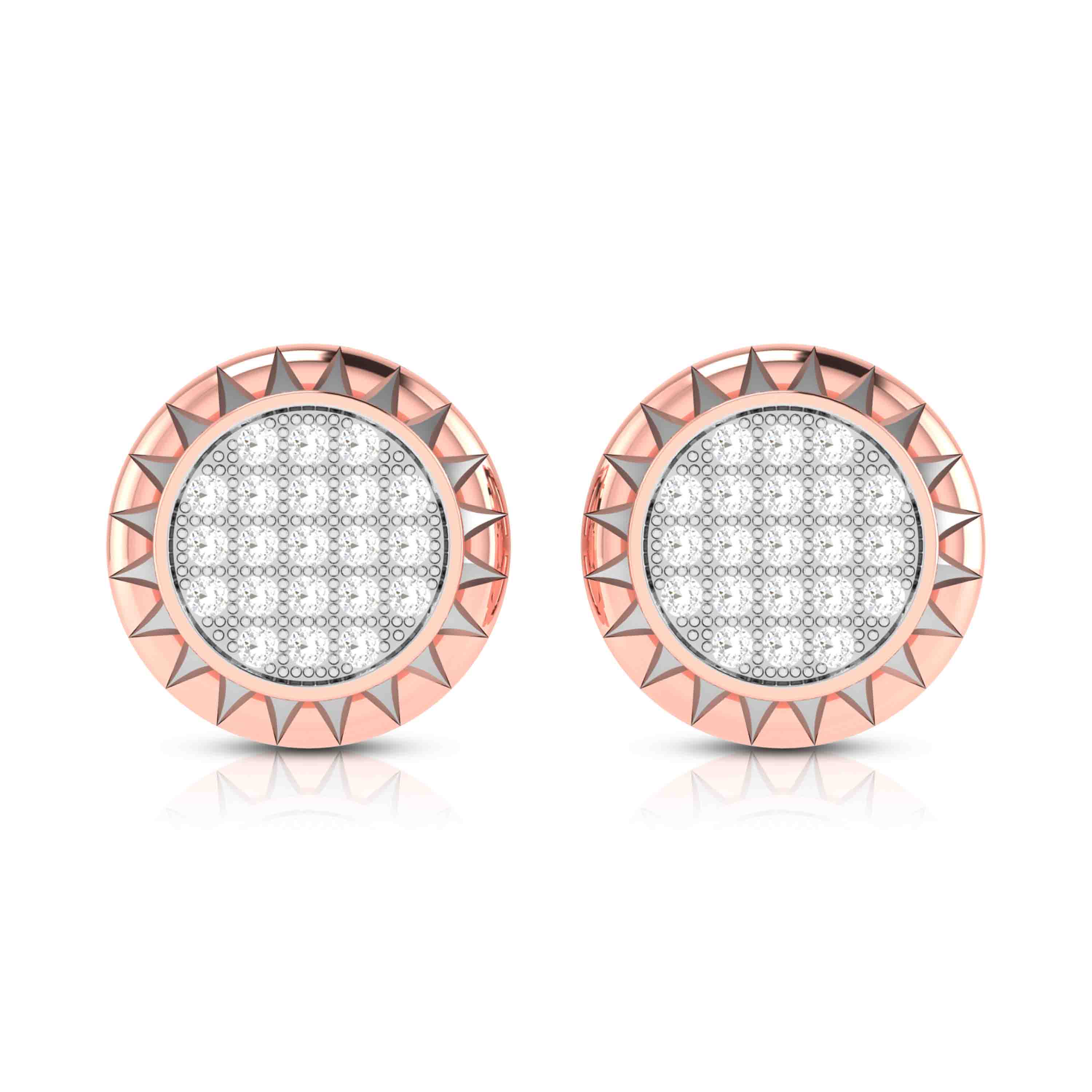 Lab Diamond Earrings 18 Karat Rose Gold Sun and Lab Diamonds Earring Fiona Diamonds