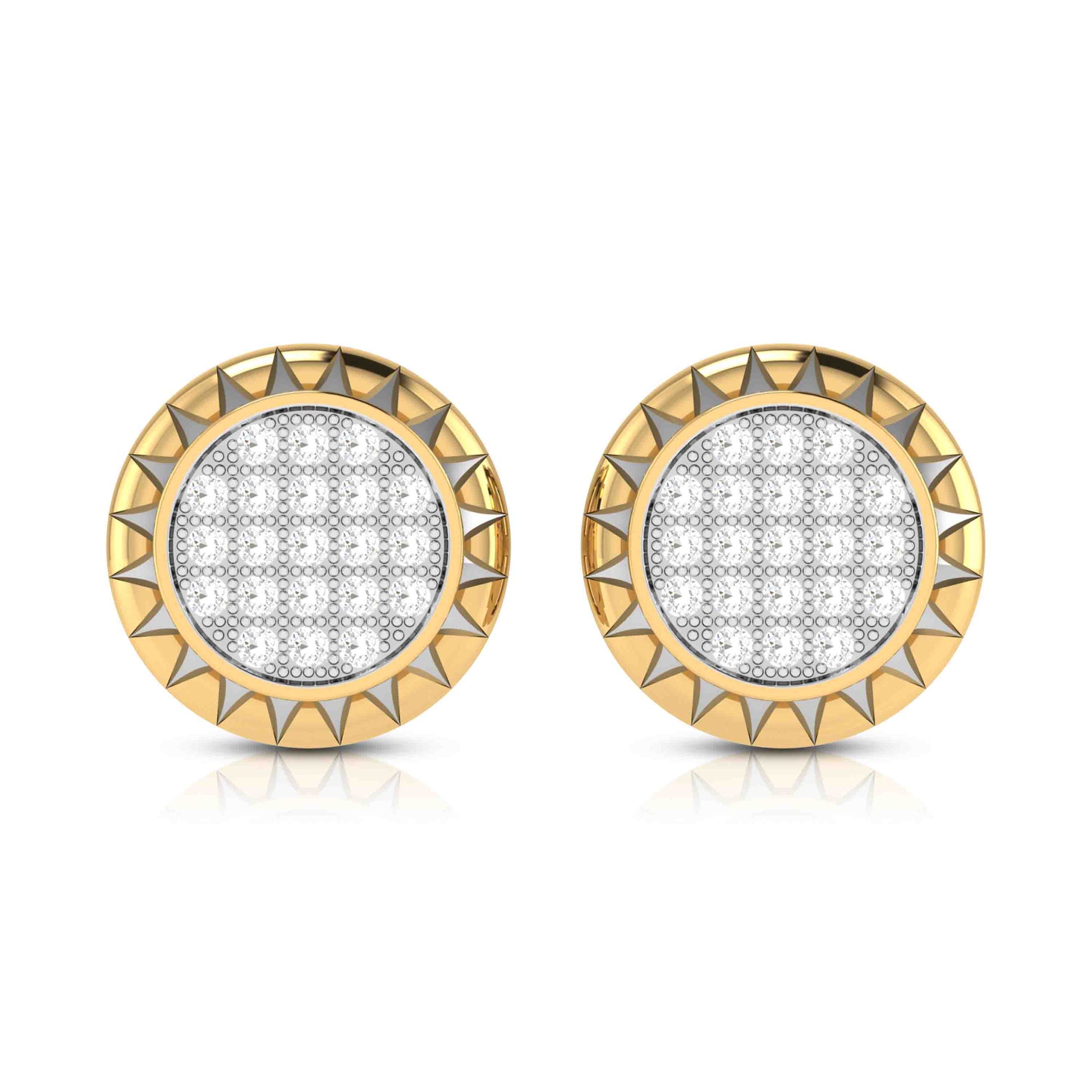 Lab Diamond Earrings 18 Karat Yellow Gold Sun and Lab Diamonds Earring Fiona Diamonds