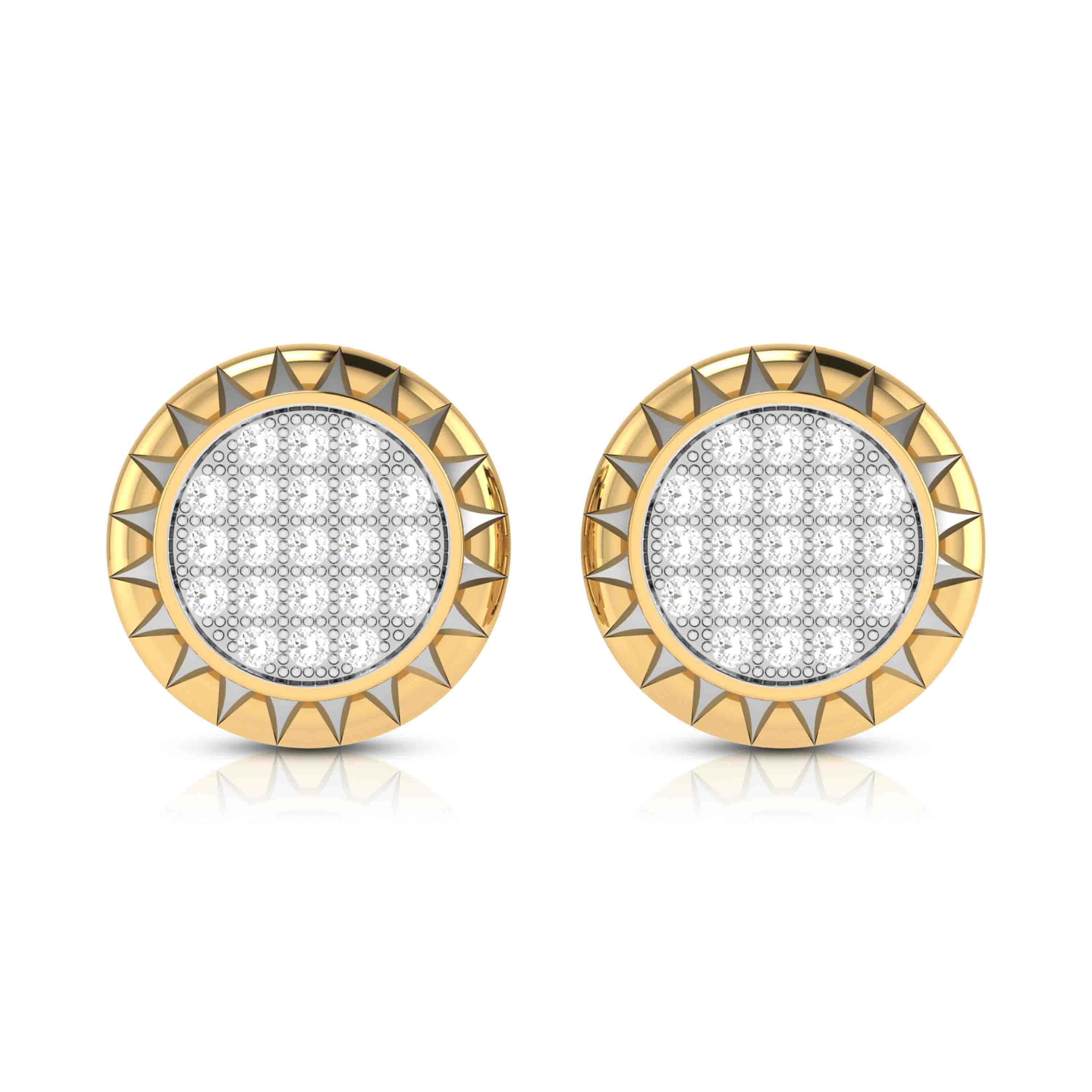 Lab Diamond Earrings 18 Karat Yellow Gold Sun and Lab Diamonds Earring Fiona Diamonds