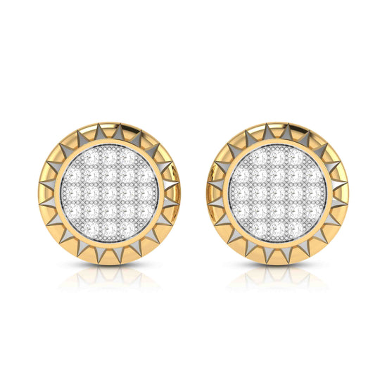 Lab Diamond Earrings 18 Karat Yellow Gold Sun and Lab Diamonds Earring Fiona Diamonds