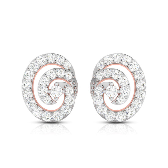 Load image into Gallery viewer, Round shape earrings design Moire Lab Grown Diamond Earrings Fiona Diamonds
