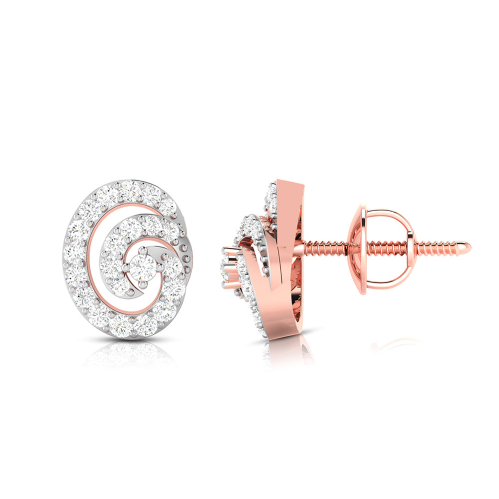 Round shape earrings design Moire Lab Grown Diamond Earrings Fiona Diamonds