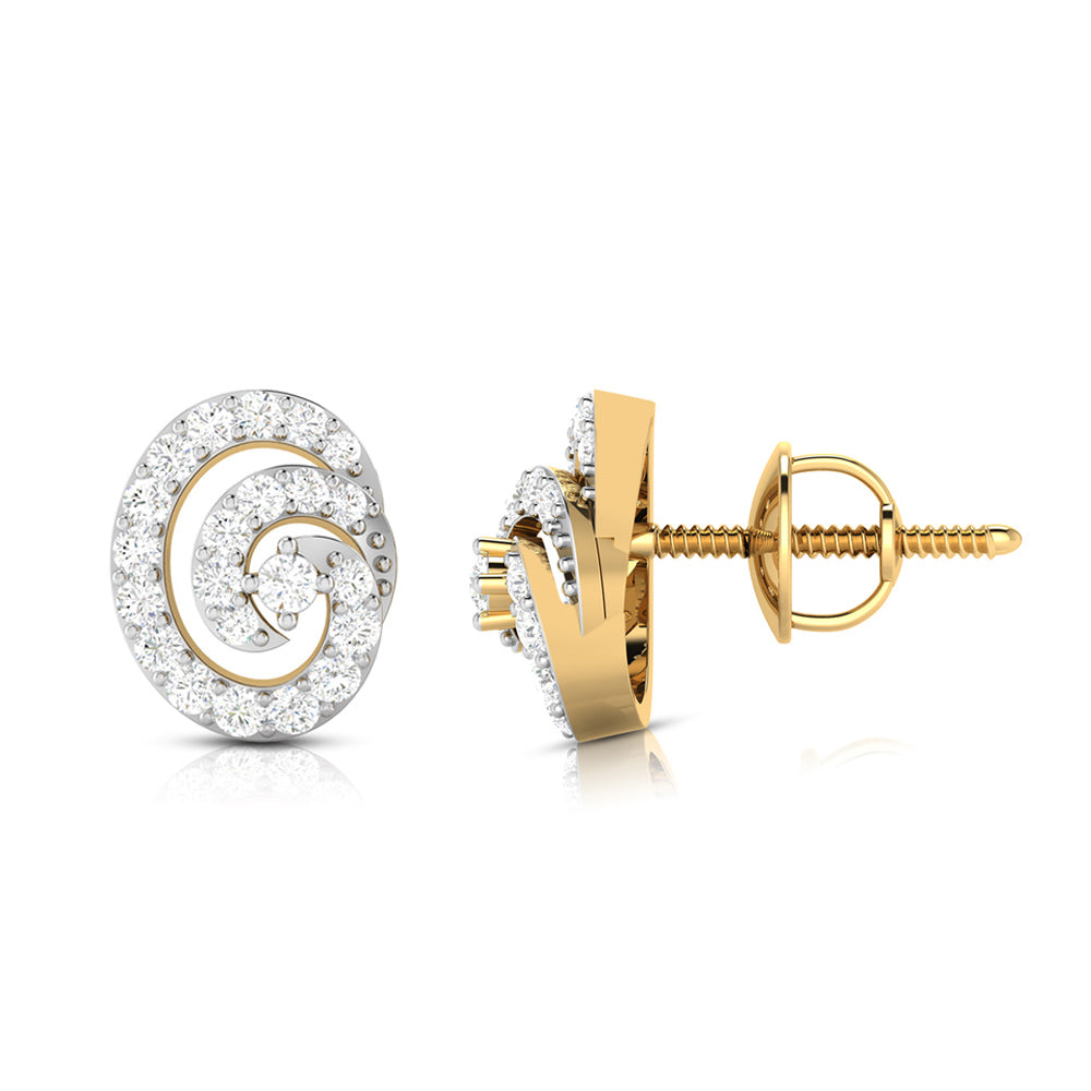 Round shape earrings design Moire Lab Grown Diamond Earrings Fiona Diamonds