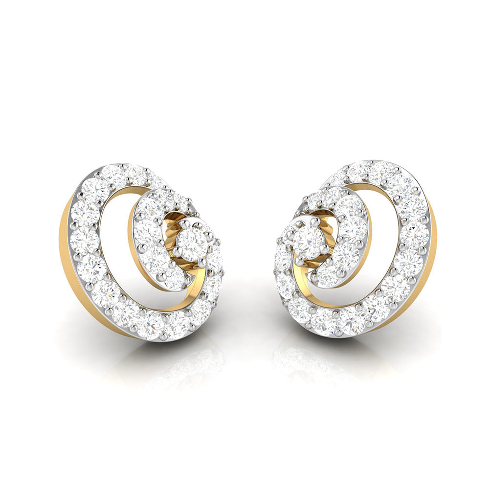Round shape earrings design Moire Lab Grown Diamond Earrings Fiona Diamonds