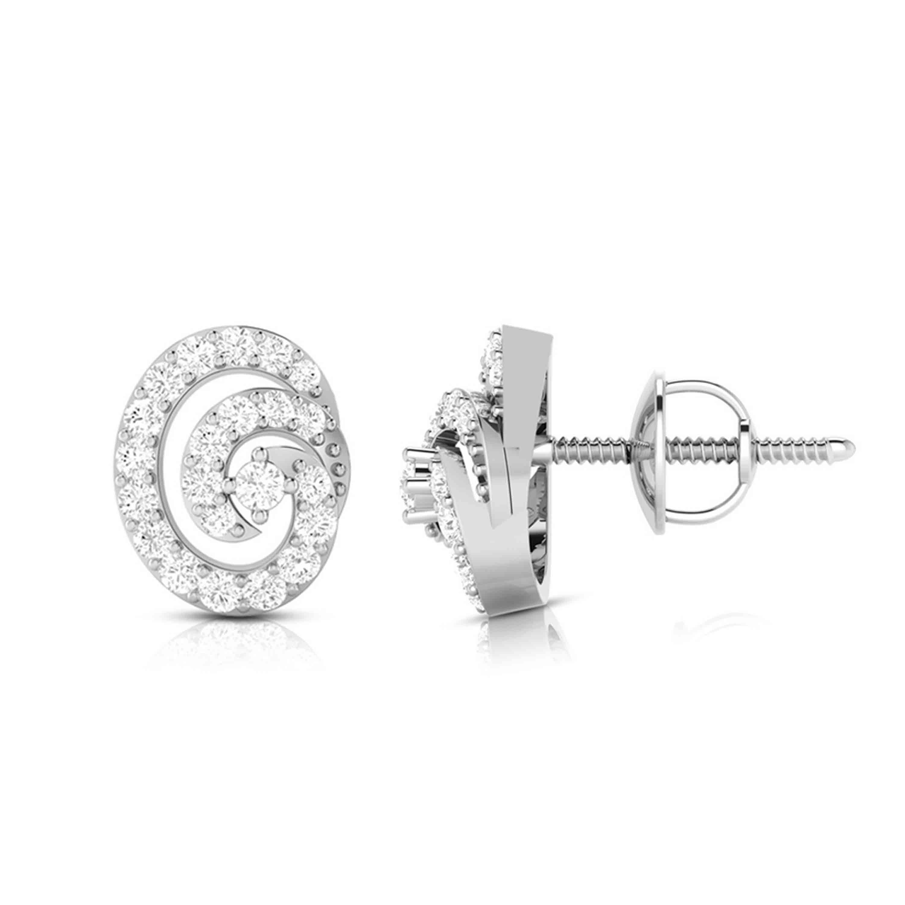 Round shape earrings design Moire Lab Grown Diamond Earrings Fiona Diamonds