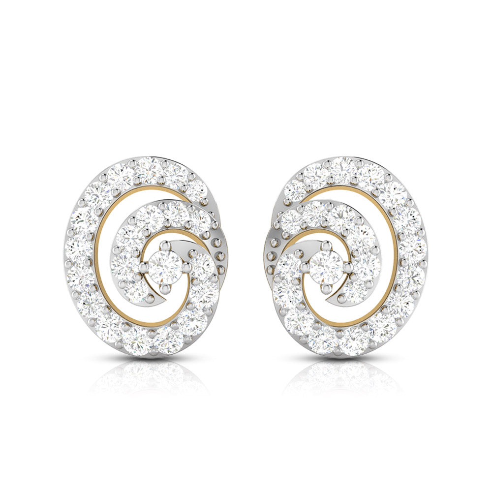 Round shape earrings design Moire Lab Grown Diamond Earrings Fiona Diamonds