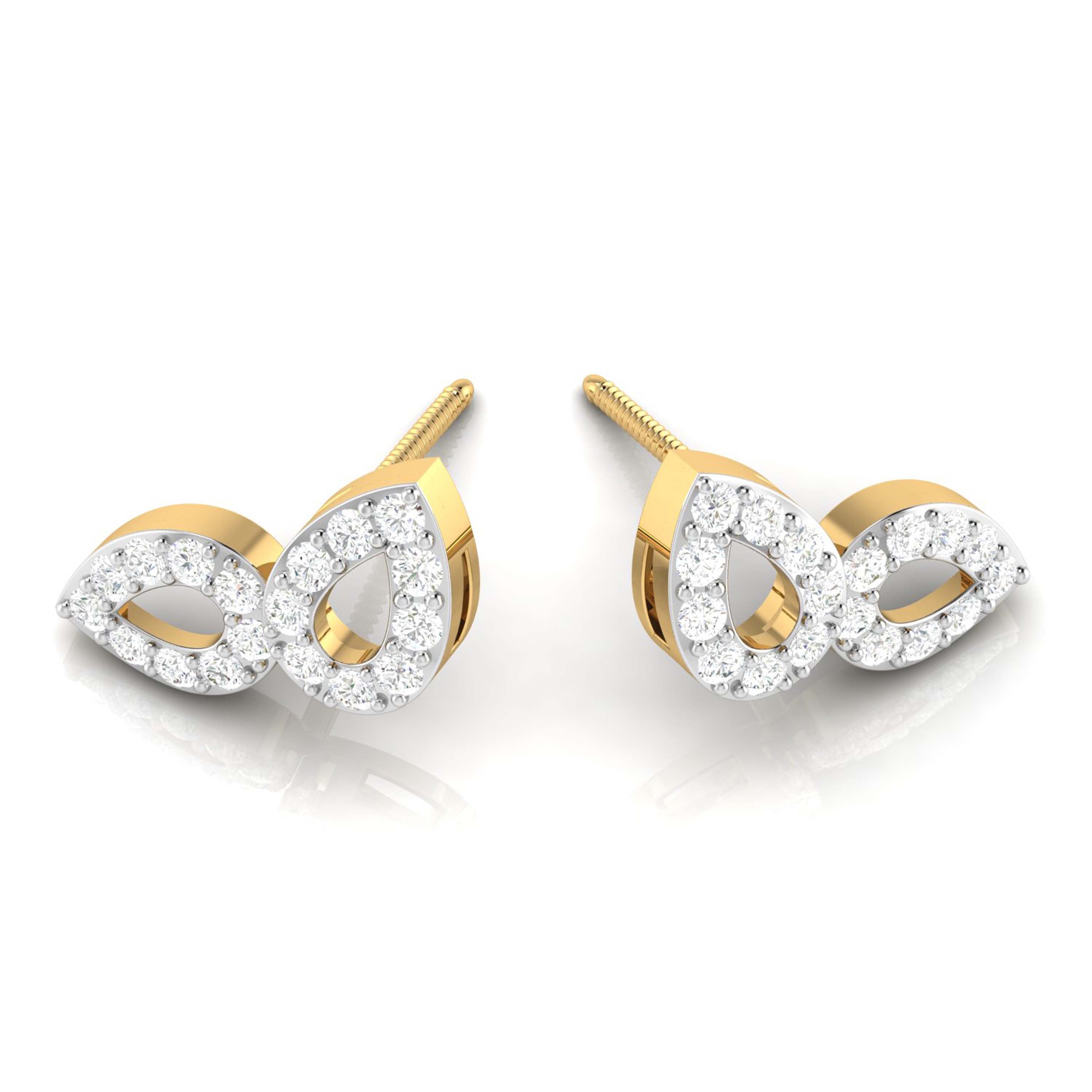 Foliate Lab Diamond Earrings Yellow / 18 KT