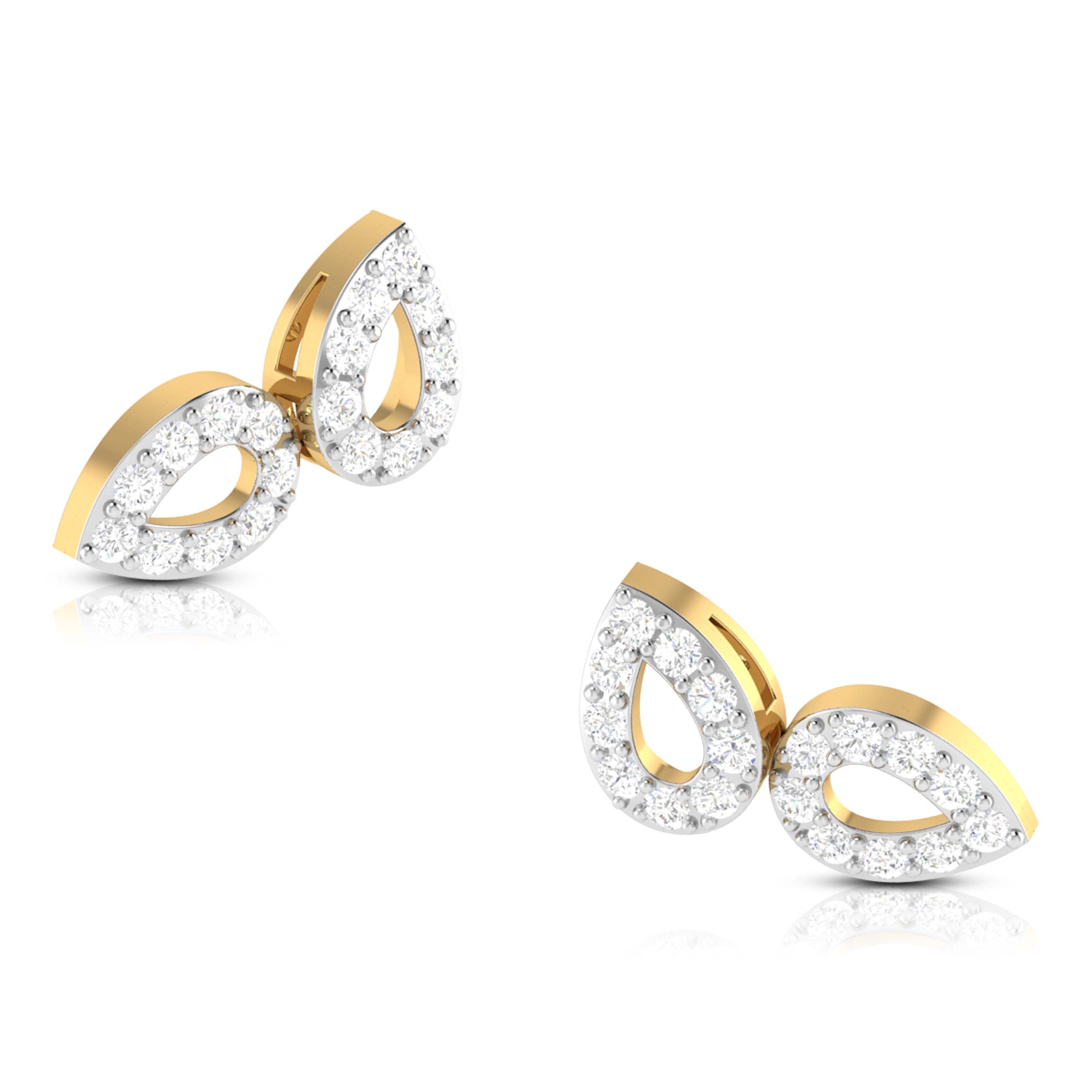 Foliate Lab Diamond Earrings Yellow / 18 KT