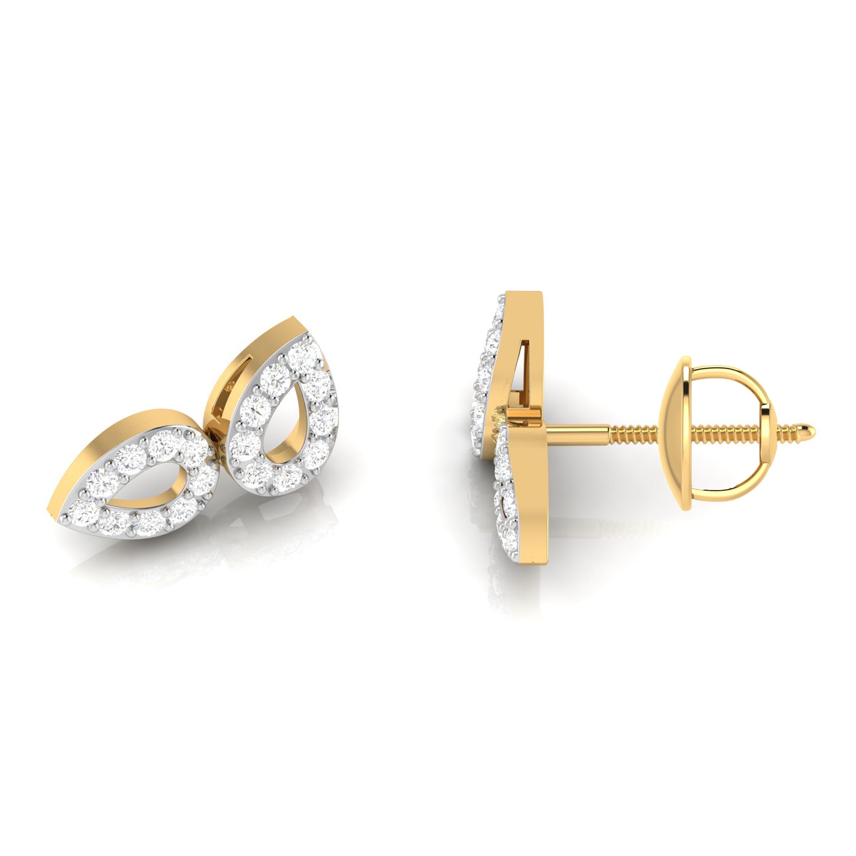 Foliate Lab Diamond Earrings Yellow / 18 KT