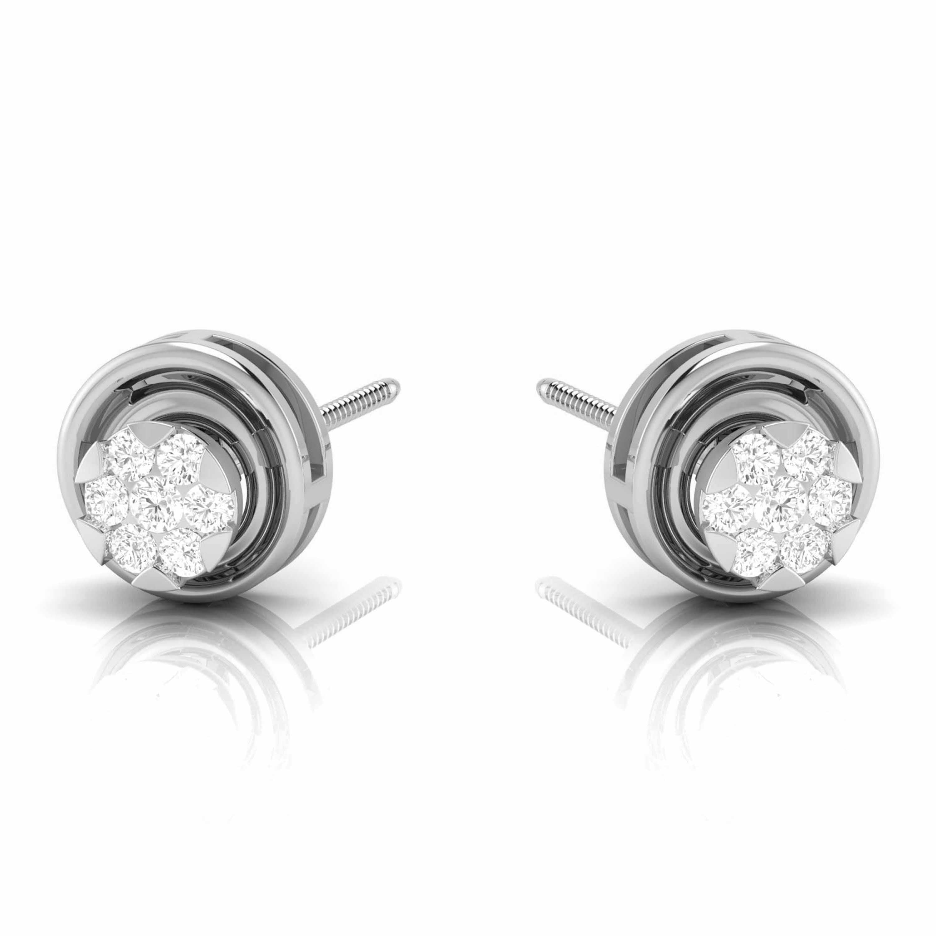 Round shape earrings design Hollow Lab Grown Diamond Earrings Fiona Diamonds