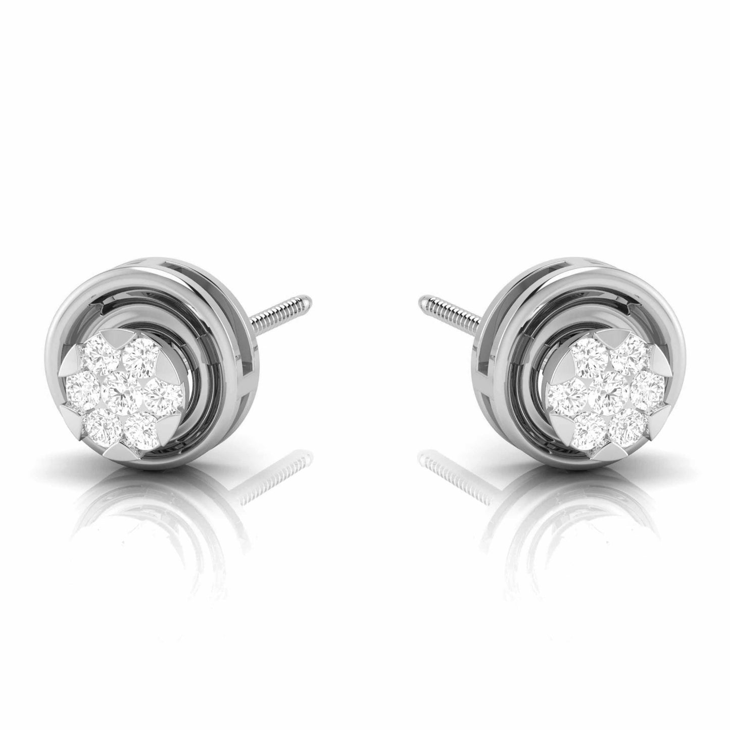 Round shape earrings design Hollow Lab Grown Diamond Earrings Fiona Diamonds