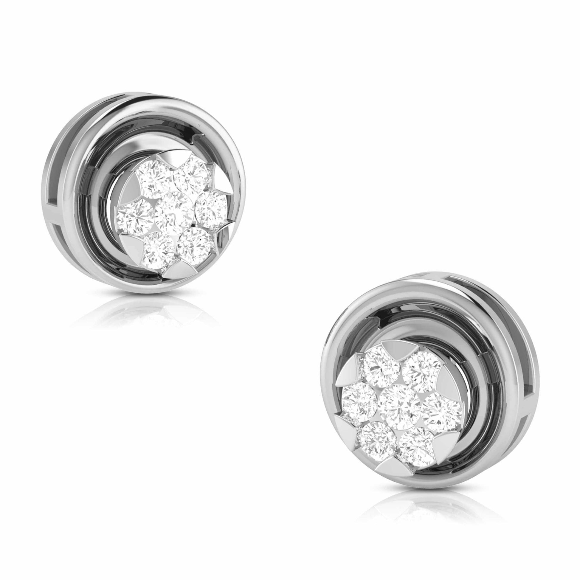 Round shape earrings design Hollow Lab Grown Diamond Earrings Fiona Diamonds
