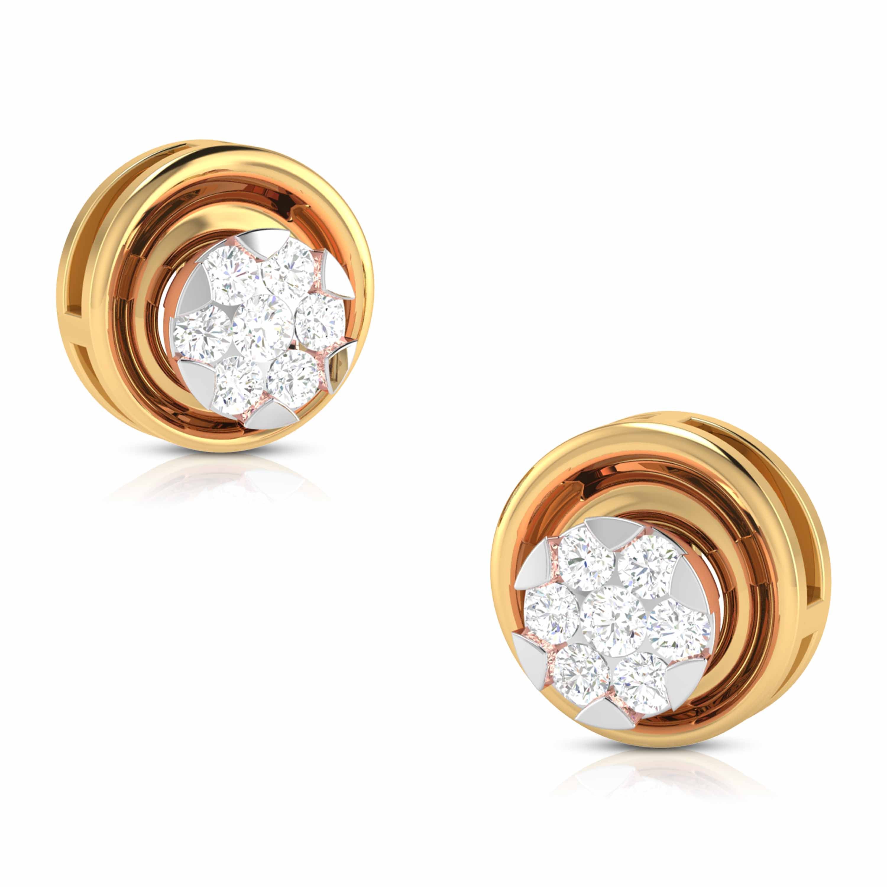 Round shape earrings design Hollow Lab Grown Diamond Earrings Fiona Diamonds