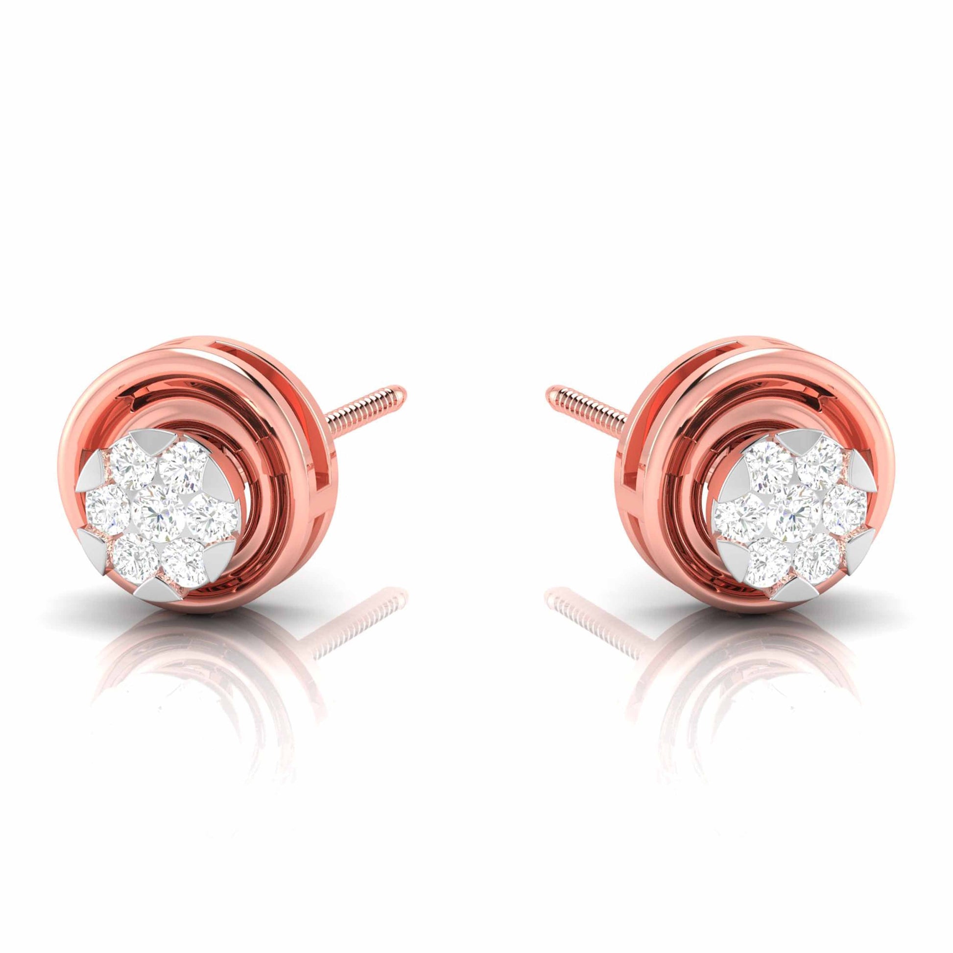 Round shape earrings design Hollow Lab Grown Diamond Earrings Fiona Diamonds