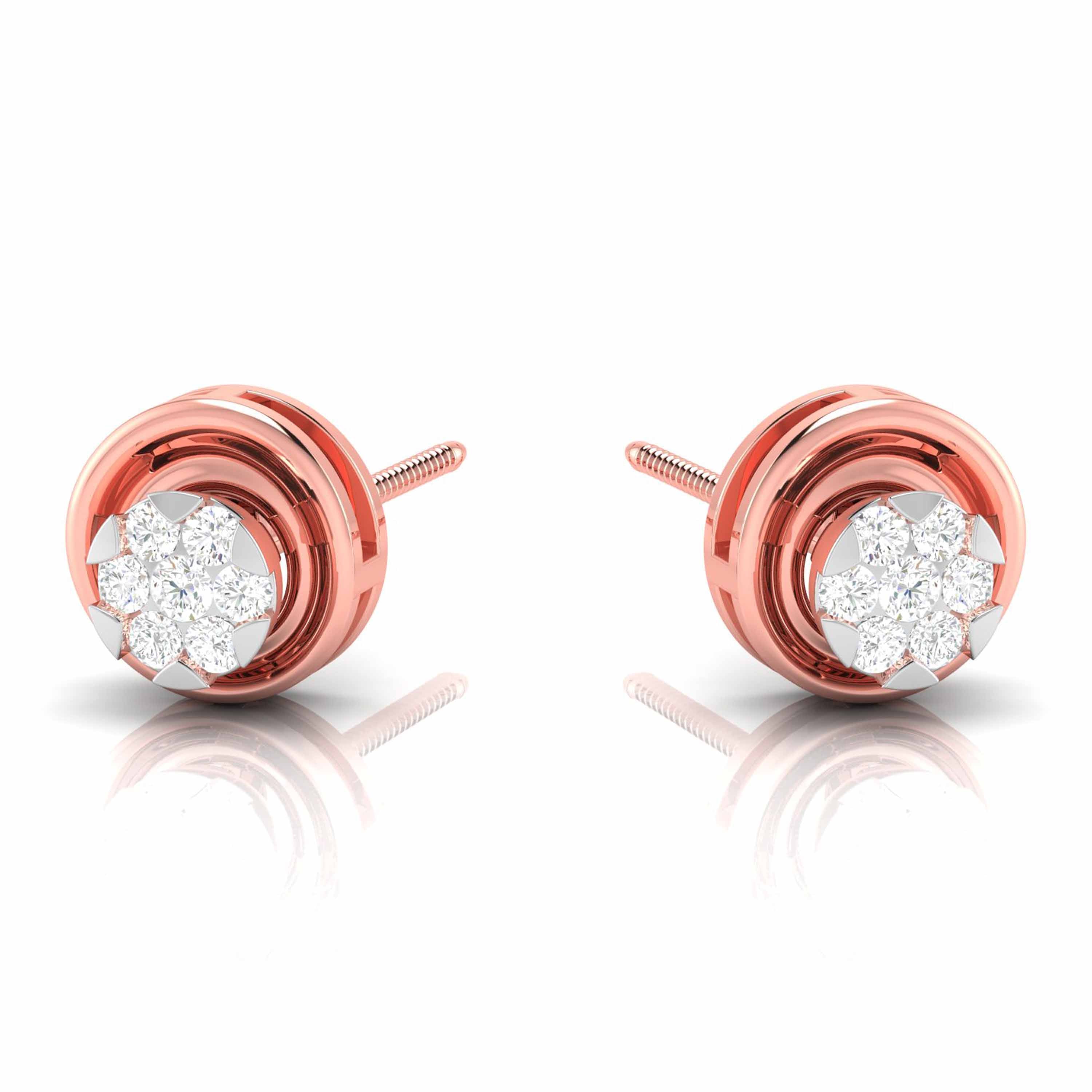 Round shape earrings design Hollow Lab Grown Diamond Earrings Fiona Diamonds