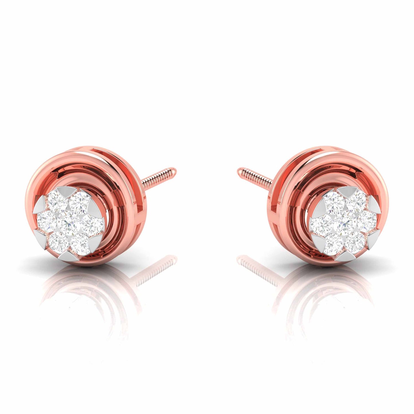 Round shape earrings design Hollow Lab Grown Diamond Earrings Fiona Diamonds