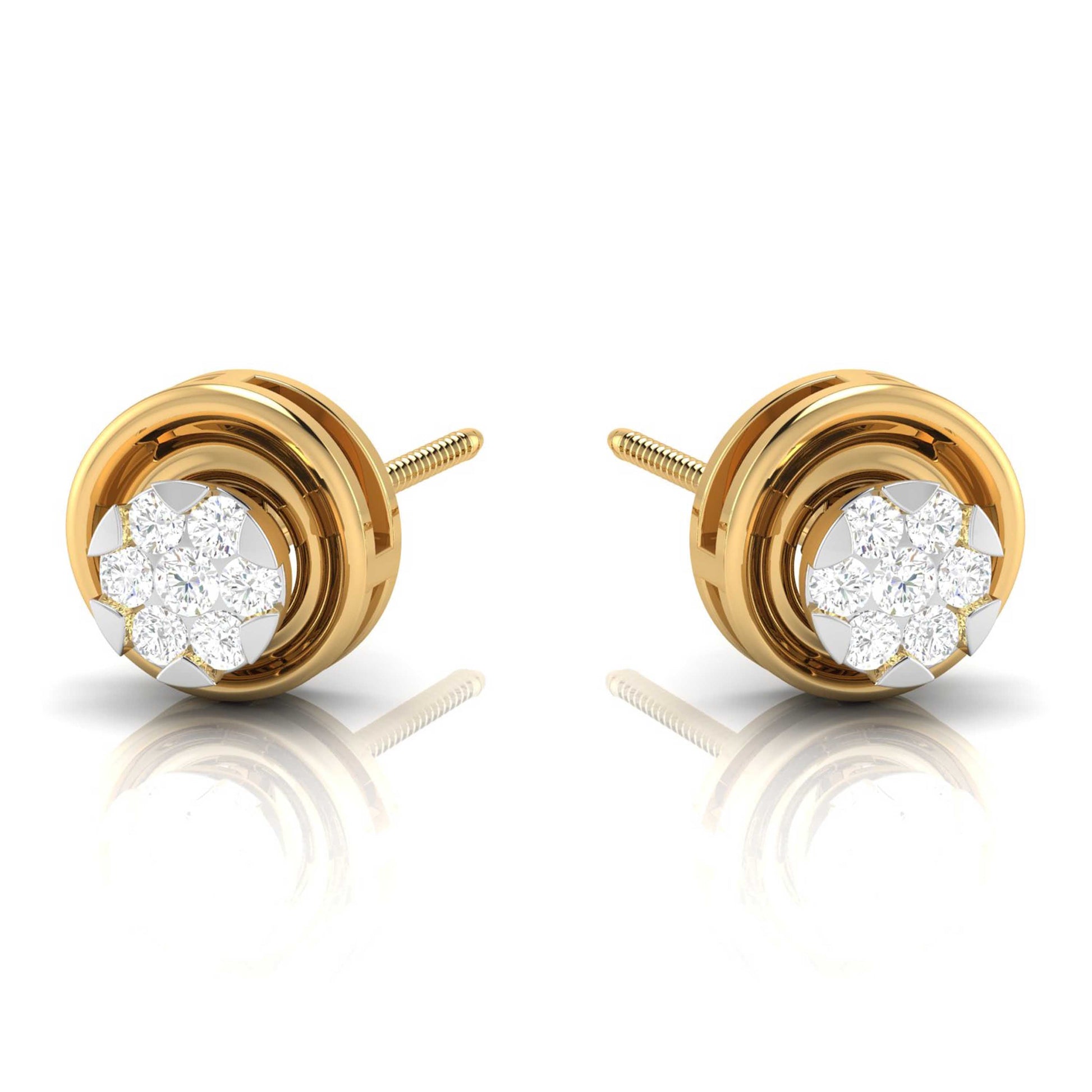 Round shape earrings design Hollow Lab Grown Diamond Earrings Fiona Diamonds